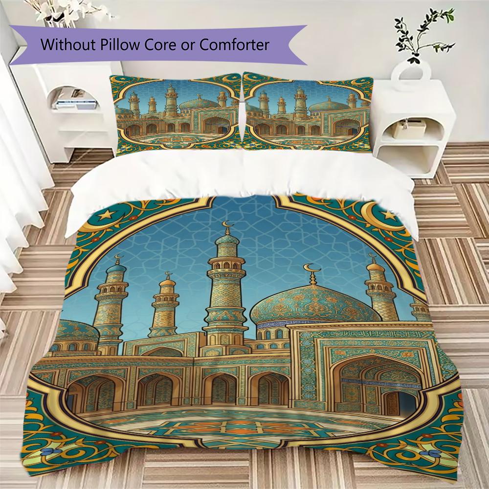 Muslim Pattern Bedding uilt Set uilt Cover Pillowcase Home Decoration Birthday Gift (1 * duvet cover + 2 * pillowcase  without core)125