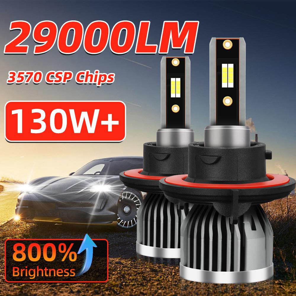 

H13 9005/HB3 9006/HB4 H1 H3 H7 H11 9007 9004 H4 LED Bulbs 29000LM 3570 CSP Chips +800% Brightness 130W+ Built In Fan 2 PCS 4000LM&9004/HB1 Hi/Lo