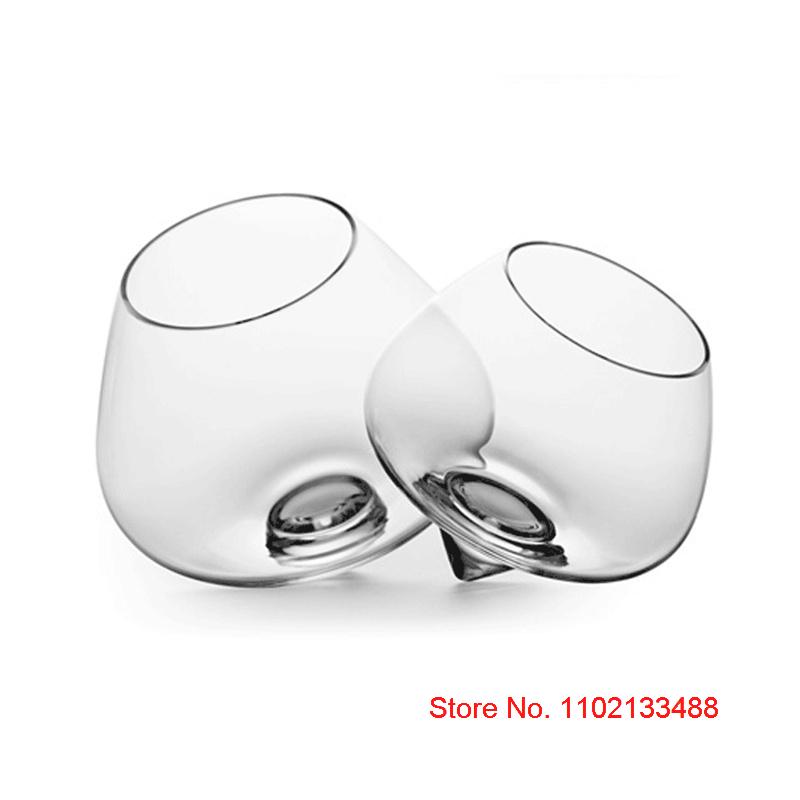 2022 Shaking Cope Gyro Spinning Whiskey Glass Cone Base Declining Rocking Wine Cup Liquor Cognac Martell Crystal Whiskey Tumbler