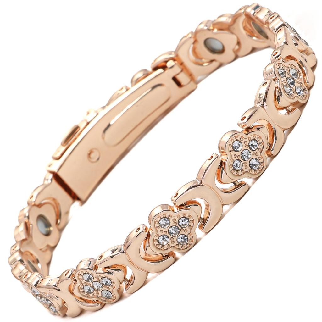 Ladies Detachable Energy Magnetic Bracelet Eco Friendly Rhinestone Adjustable Bangle