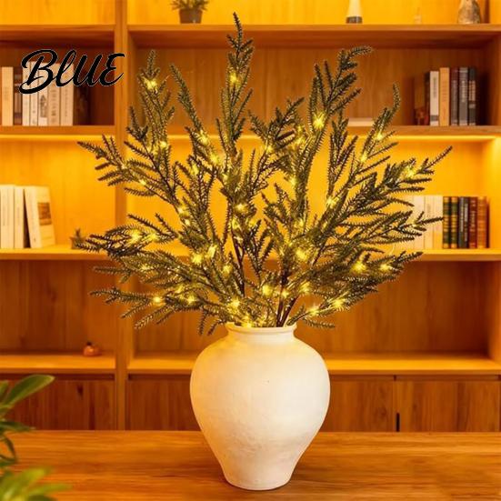 Rustic Mantelpiece Ornament Artificial Lighted Pine with Lights Fairy Light Olive Branch Realistic Faux Battery Operated Branches Stem for