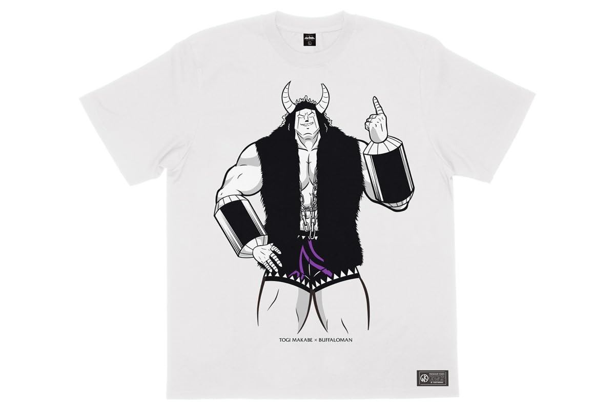 

New Japan Pro-Wrestling T-shirt, Togi Makabe x Buffalo Man (Kinnikuman collaboration), 2024, Size L, 5727102002