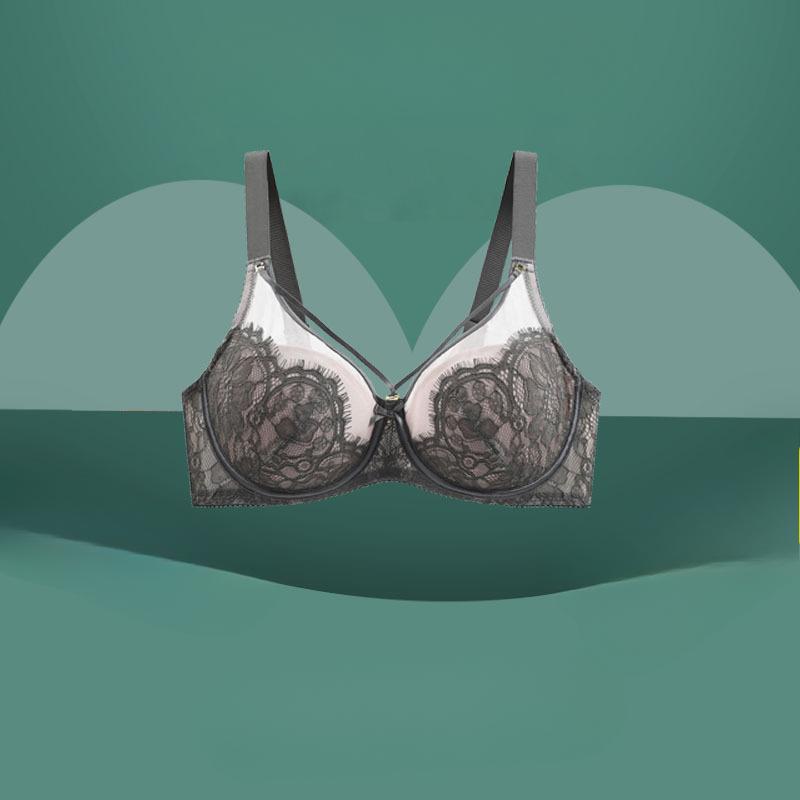 

Женское нижнее белье больших размеров, собранный бюстгальтер на мягкой косточке и с аксессуаром против провисания груди, тонкий и сексуальный бюстгальтер пуш-ап 44/100C серый