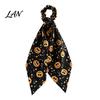 Non-damaging Hair Tie Halloween Satin Scrunchies for Women, Funny Pumpkin Printed Elastic Ties, Silky Accessory Soft Ponytail Holders, Decorative