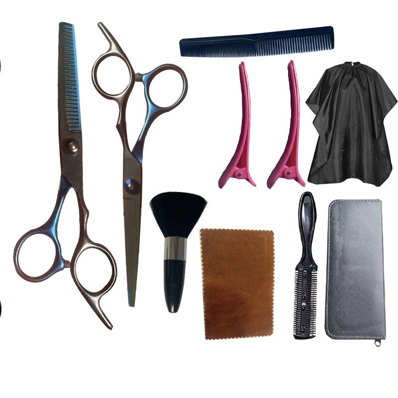 Black Gold Hairdressing & Pet Scissors Set - Serrated, Flat, Bangs, Oblique Tail.