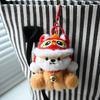 Plush Pendant Lion Dance Dog Keychain Soft Plush Doll Ornament with Hat And Bell Pendant