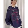 Cat Printed Bow Decoration Woman Hoodie Round Neck Women's Long Sleeved Pullover Tees Autumn Casual Loose Female Fashion Top