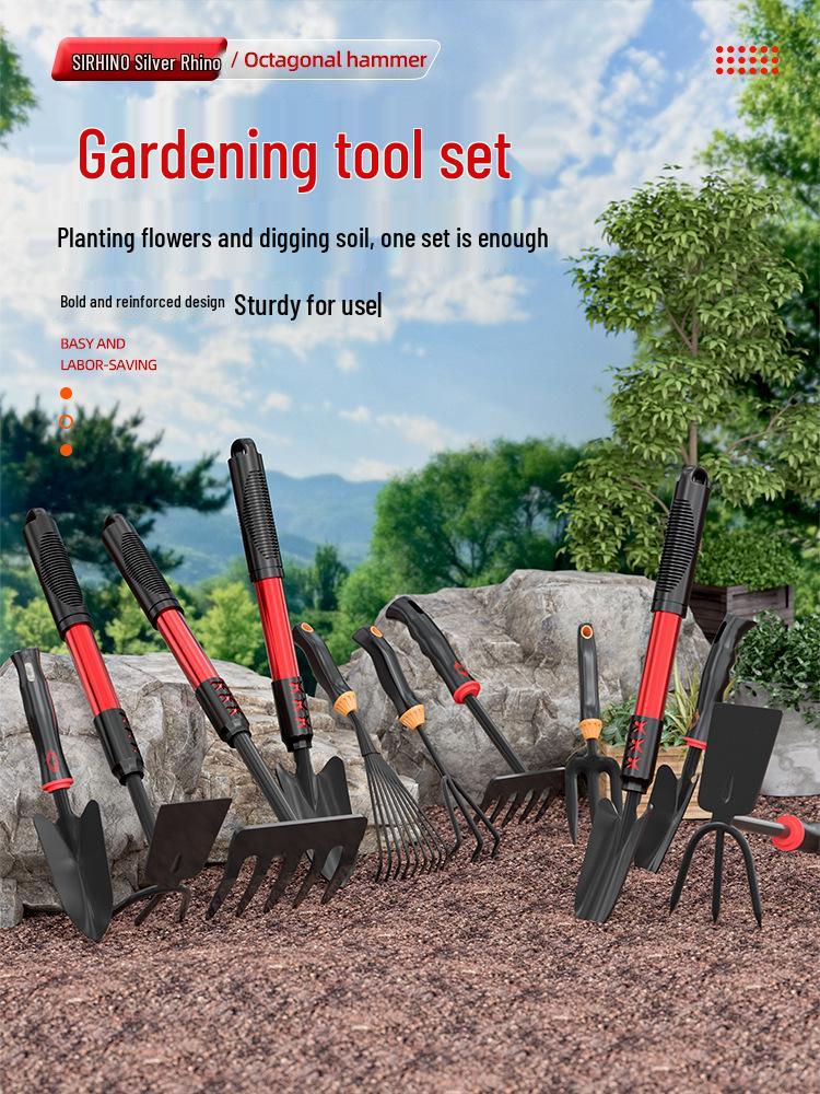 Set di attrezzi da giardinaggio: Paletta Piccola, Zappa a Doppio Uso, Paletta per Fiori, Attrezzo per Lavorare il Terreno, Attrezzi per Piantare Verdure.