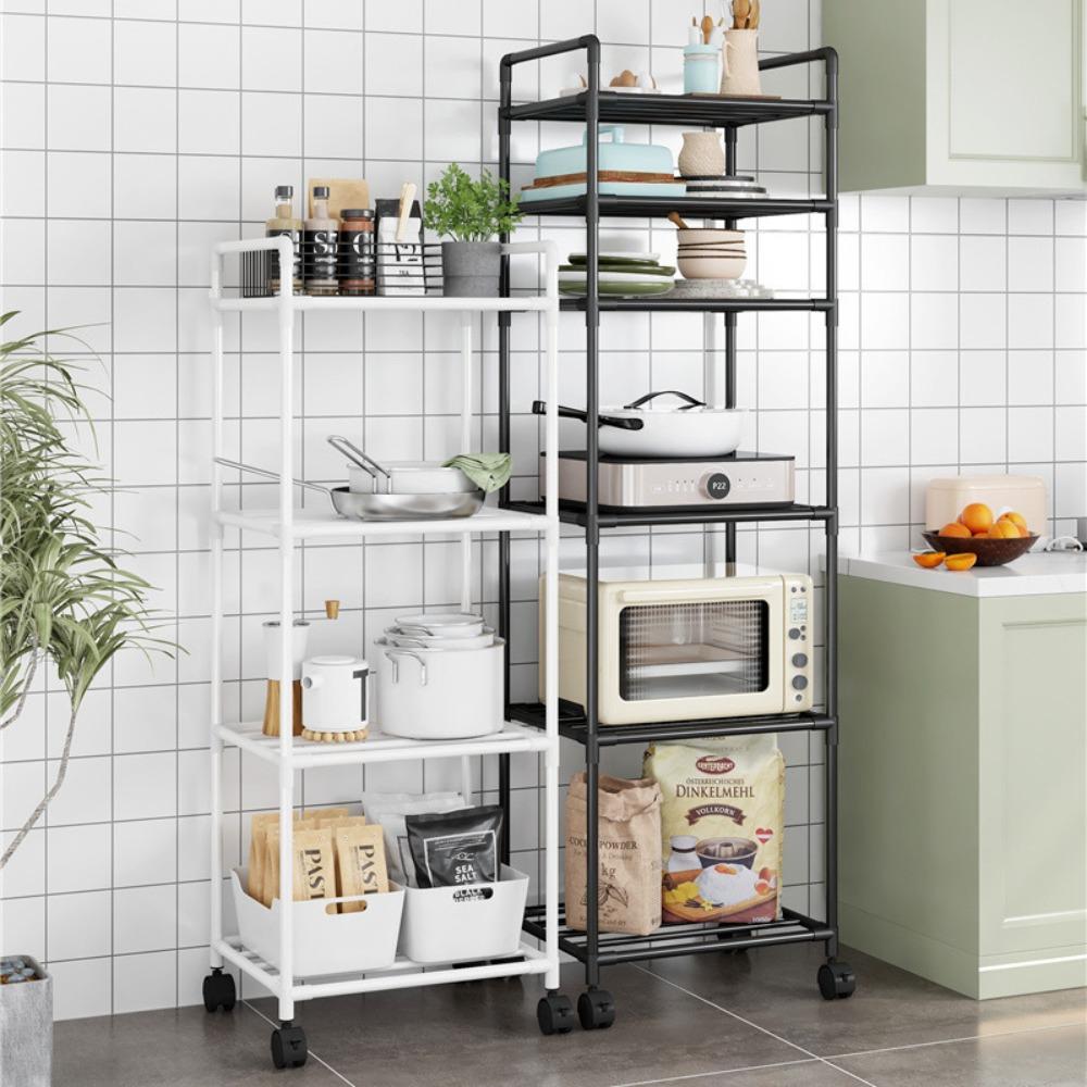 Multi-Layer Microwave Kitchen Storage Standing Movable Household High Load-bearing Bold Thickened Simple Durable Storage Rack