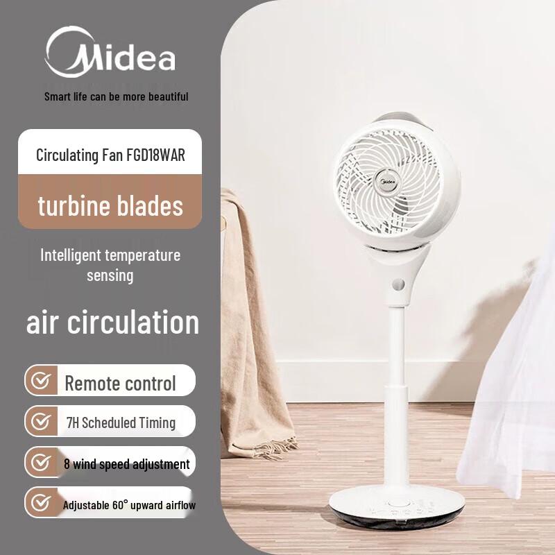 

Midea Remote Control Oscillating Air Circulator Floor Fan CN plug (adapter included)