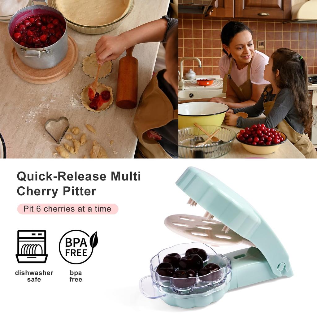 Cherry Pitter Olive Pitter Tool Pit Remover Quick Push Pull 6 Hole Seed Multi-Function Cherry Pitters Core Remover