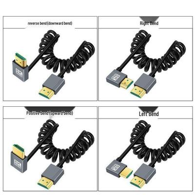Ultra-Fine HDTV 2.1 Side Elbow Retractable Spring Cable for 8K60Hz/4K120Hz Camcorder and SLR
