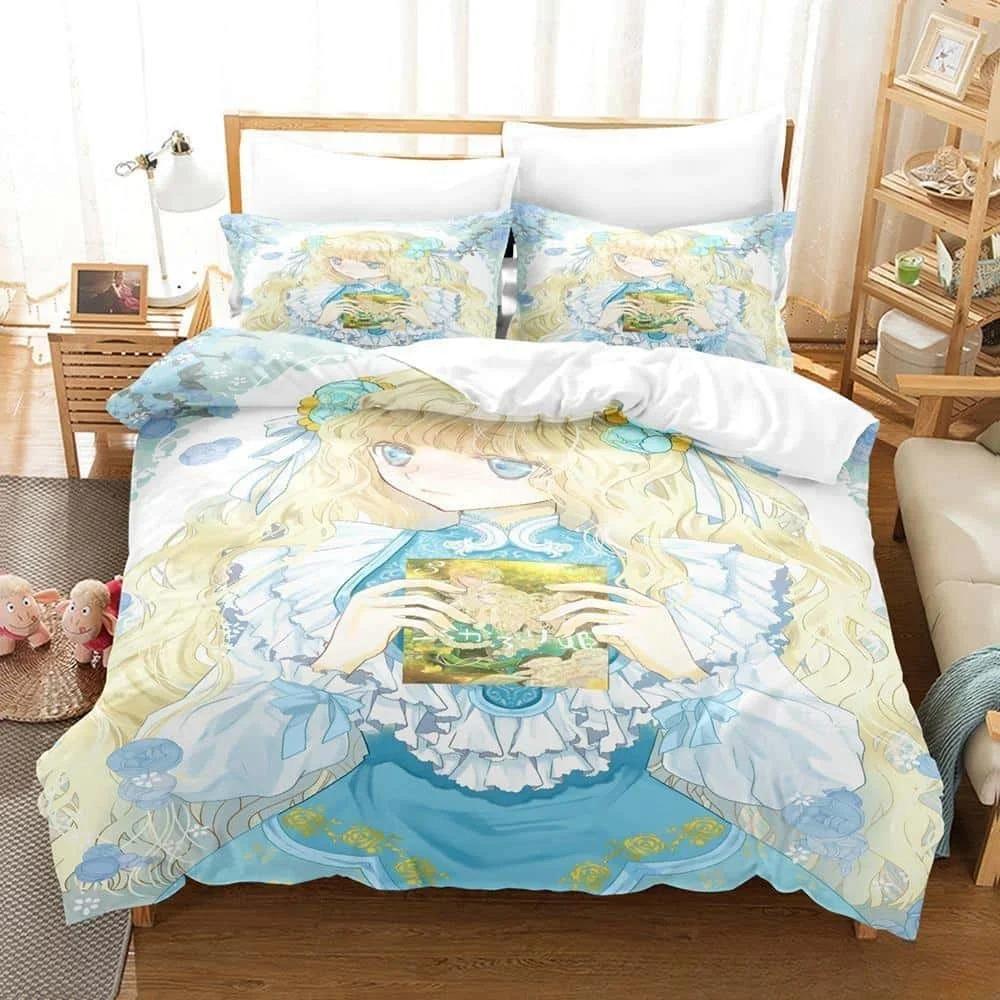 3D Anime Bibliophile Princess All Season Bedding Set Single Twin Full Queen King Size Bed Set Adult Kid Bedroom Duvet Cover Sets