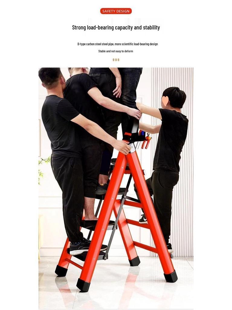 Multi-Functional Telescopic A-Frame Folding Ladder - Thick Carbon Steel Step Ladder for Indoor Use