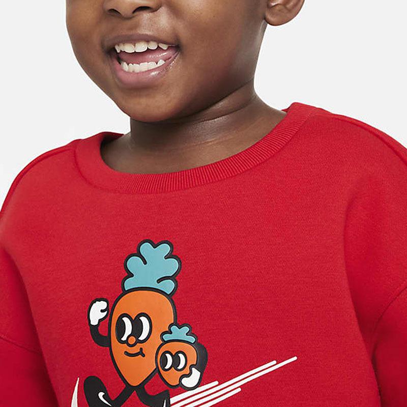 Nike Soft And Comfortable Micro Logo Illustration Crewneck Sweatshirt Kids sweatshirt Red FJ9729-657