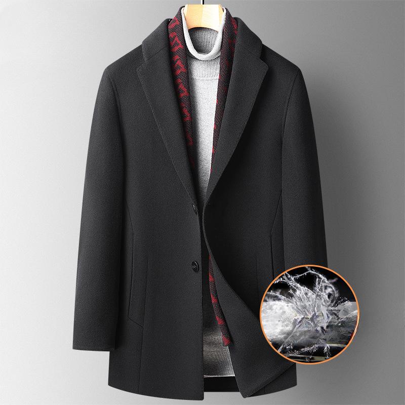 

Новое осенне-зимнее шерстяное пальто со съемной подкладкой и двусторонним шерстяным воротником, мужское шерстяное пальто средней длины 4XL