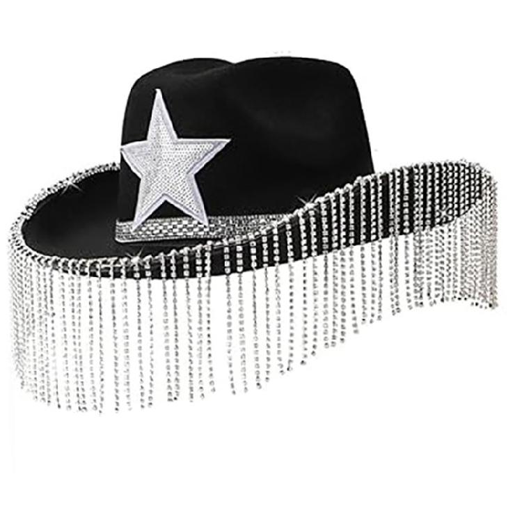 Fashion Cowboy Hats with Diamond Fringes Female Banquets Photography Cowgirl Hat