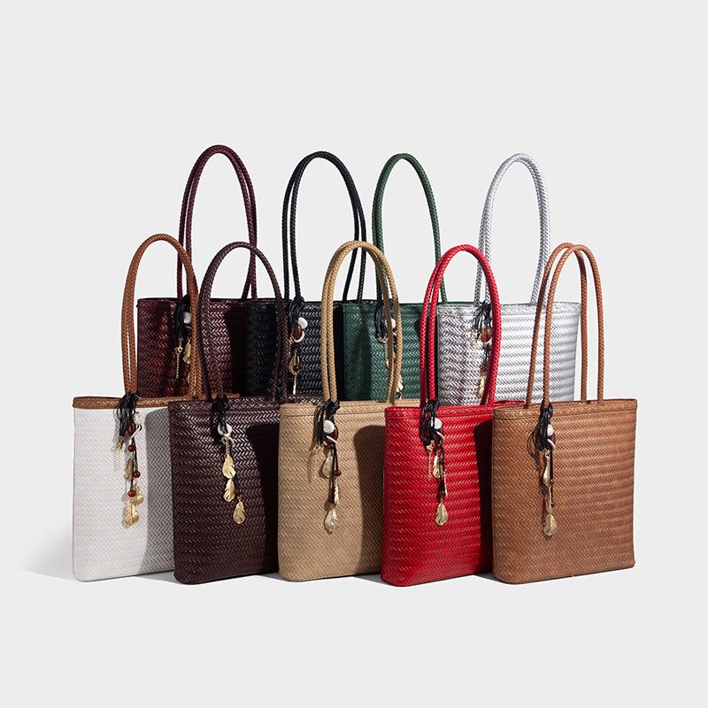 Hand-woven Bag Summer Hand-held Small Tote Bag Single-shoulder Bag Simple and Fashionable Commuting Bag