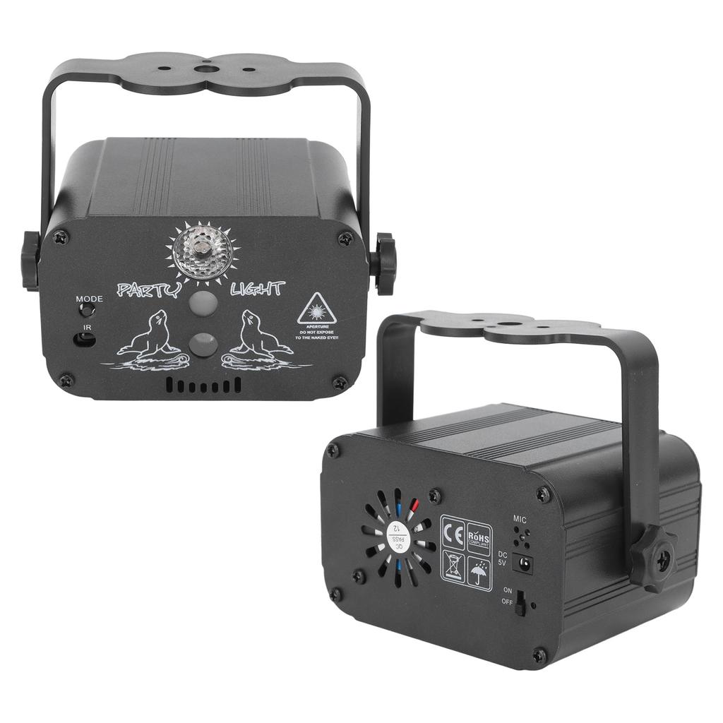 RGB Soundaktiviertes Partylicht mit Fernbedienung Wiederaufladbares LED-Blitz-Projektorlicht für