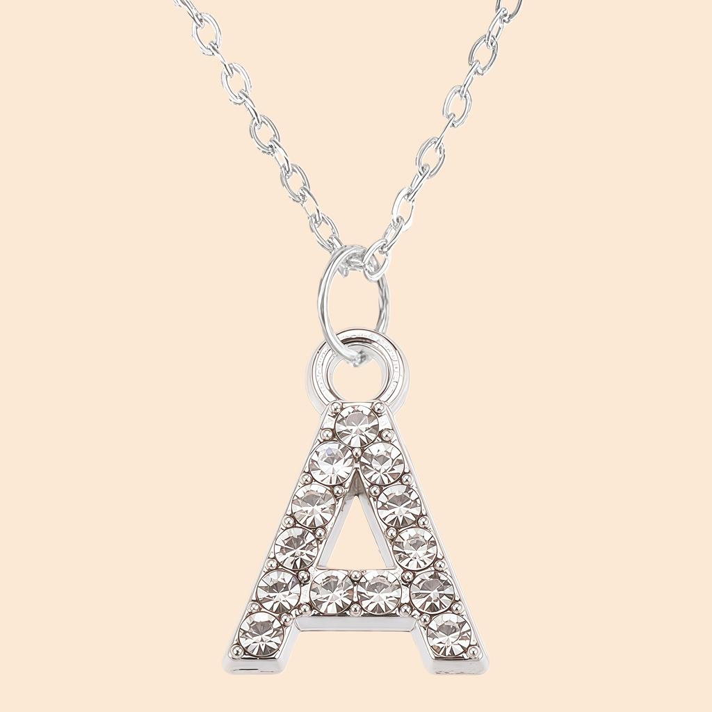Shining Zircon A-Z Letter Pendant Necklace 26 Initial Alphabet Clavicle Chain For Women Valentine's Day Party Jewelry Gift