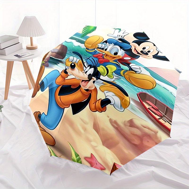 Goofy Donald Duck Mickey Automatic Opening and Closing Umbrella - Small Umbrella Suitable for Various Occasions, Portable 3-Fold Small Umbre