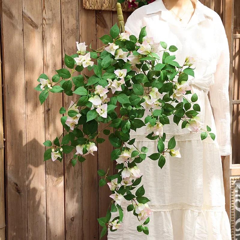 80cm Artificial Triangle Plums Wall Hanging Silk Fake Flowers Auditorium Decoration Simulation Flower White Green Triangle Plum