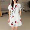 ZANZEA Women Casual Round Neck Short Sleeve Summer Print Dress