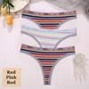 3 STK/sett Fargerike stripete bomull Dametruser Sexy G-String Undertøy Dame Pustende Thong Intimates Undertøy T-Back Truser