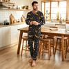 Herren Halloween-Print Lockere Passform Pyjama-Set für Freizeit-Schlafbekleidung