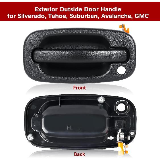 FAERSI Exterior Outside Door Handle Front Left Driver Side For 1999-2007 Chevy Silverado, Tahoe, Suburban, Avalanche, GMC Sierra, Yukon Denali,