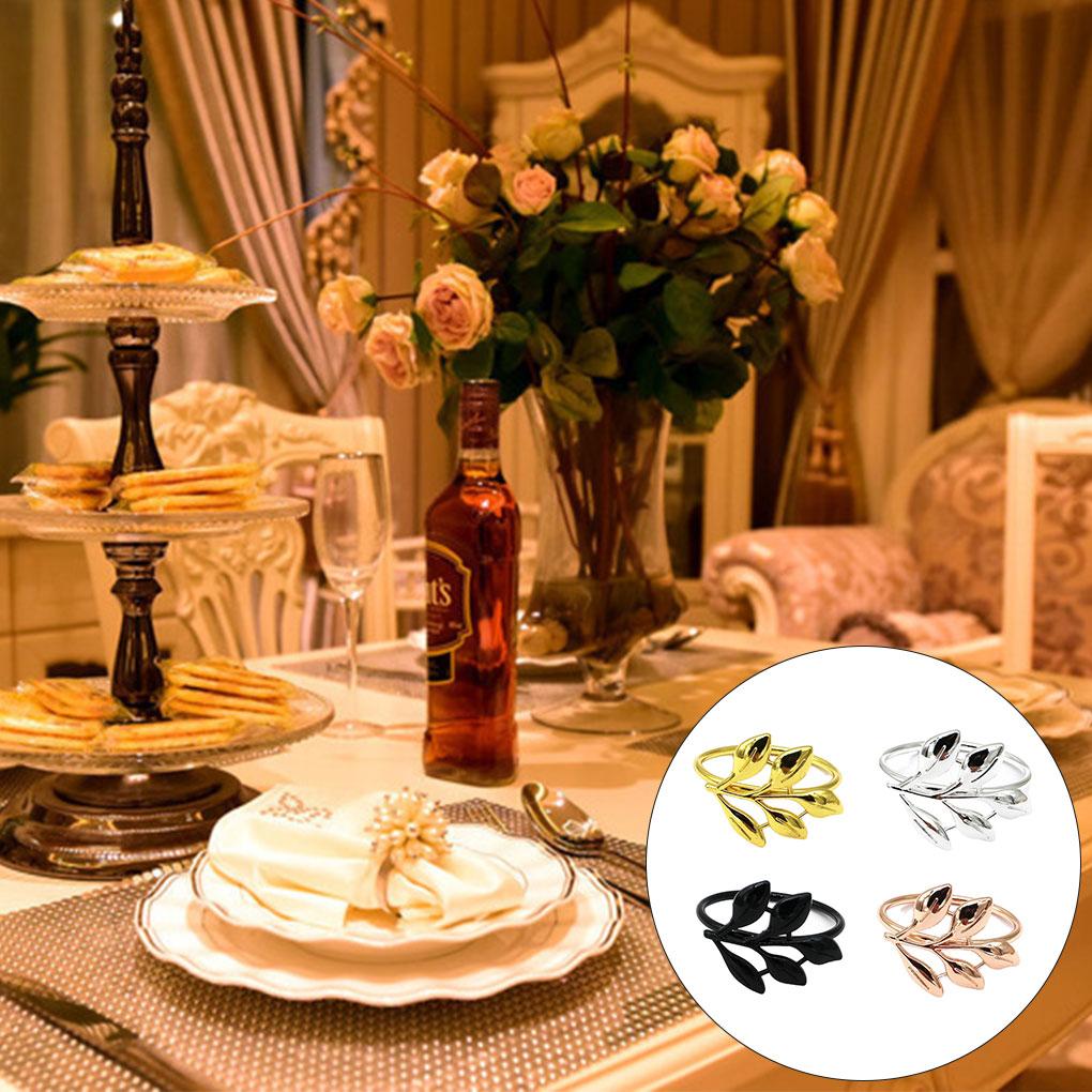Valentine Napkins Plated Leaf Design Buckle Holders Napkin Rings Decorations Table Setting for Everyday Use Party Supplies
