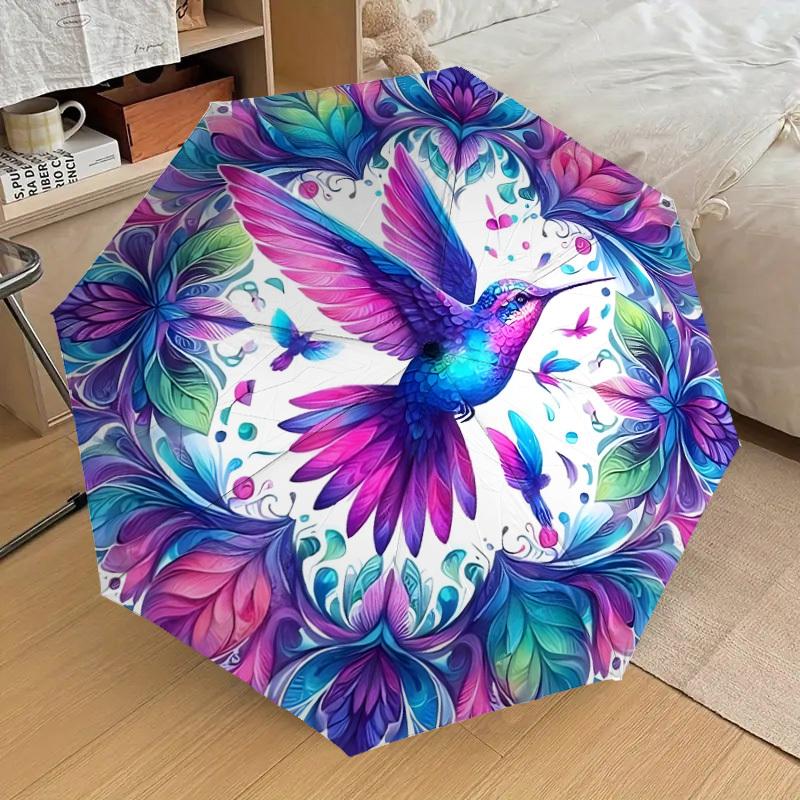 1pc Hummingbird Floral Mandala Artwork Umbrella with Plastic Handle,Suitable for All Seasons Home Travel Outdoor UmbrellaDD1034