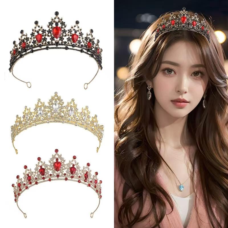 Bridal Crown Colored Rhinestone Headband Baroque Alloy Crown Wedding Dress Accessories Hair Accessories