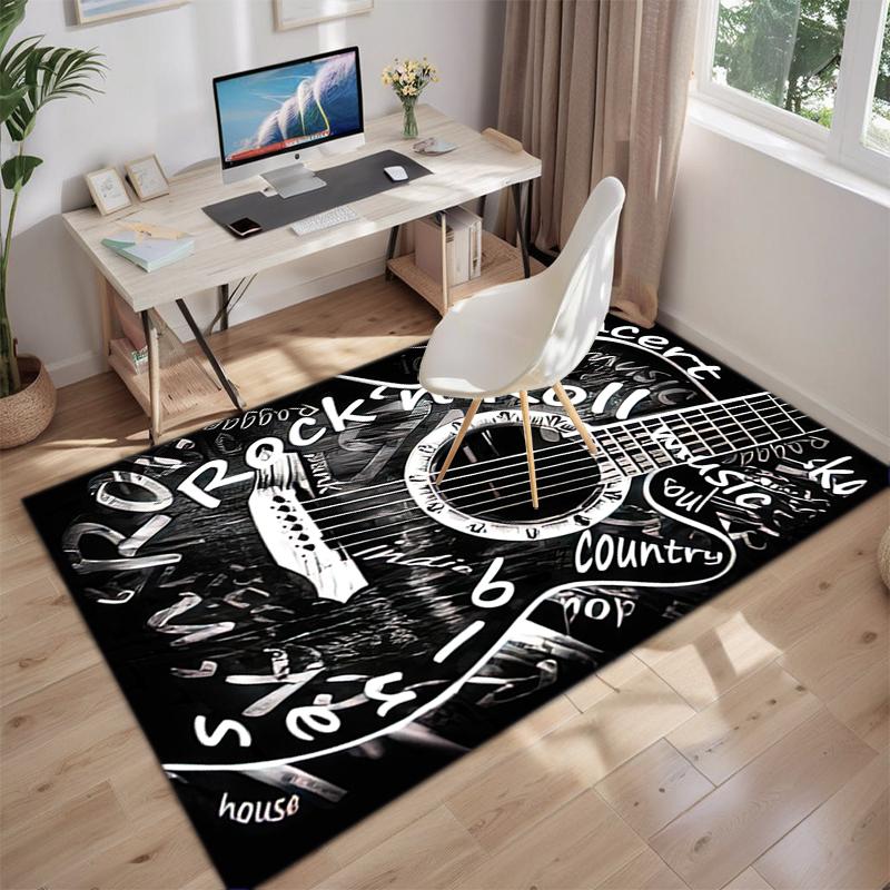 1 Peça Tapete Circular Estampado com Elementos Musicais, Capacho para Casa, Tapete de Proteção para Viagem ao Ar Livre A6