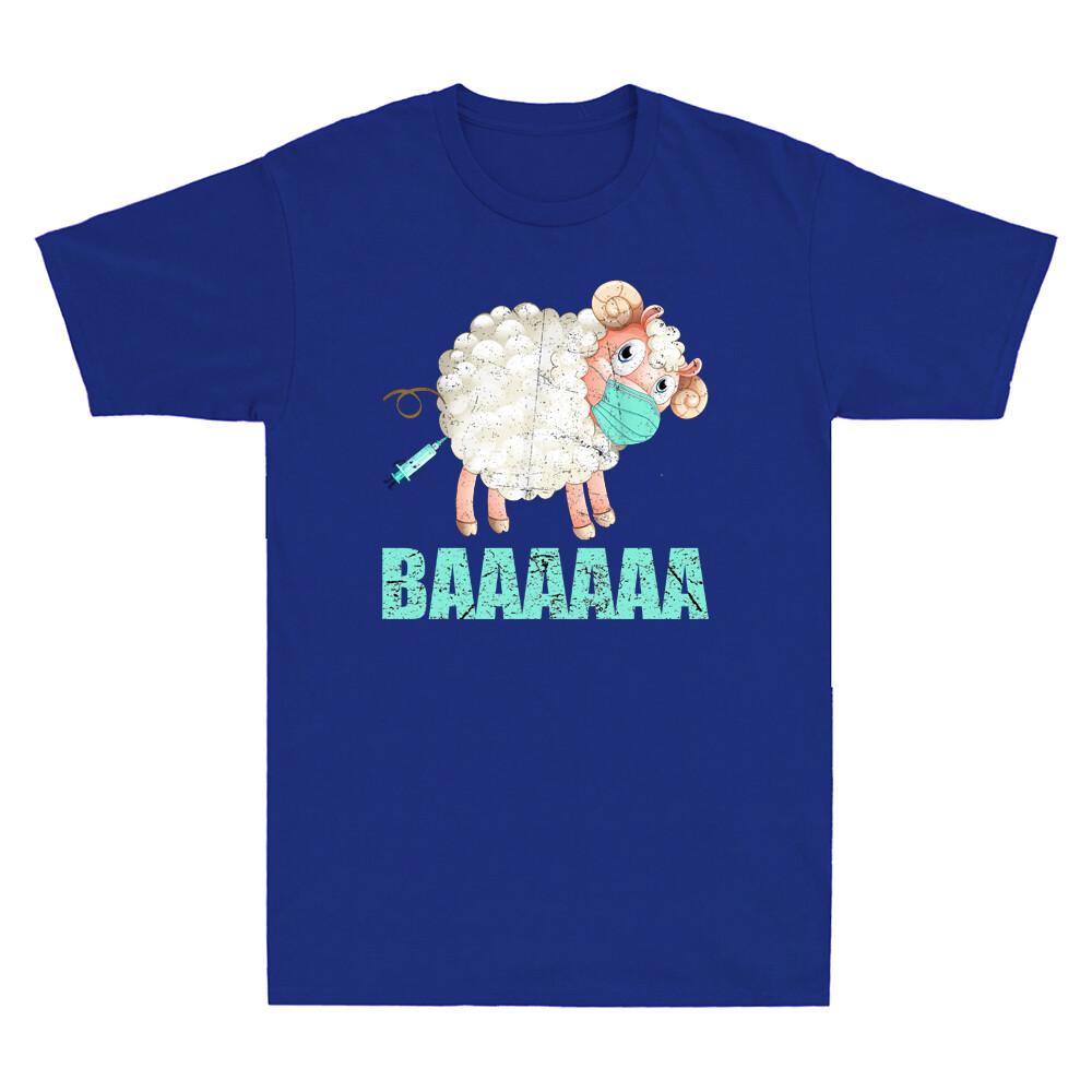 Sheep Or Sheeple Anti Vaccine Mandate Funny Vaccine Joke Retro Men T-shirt Tee L