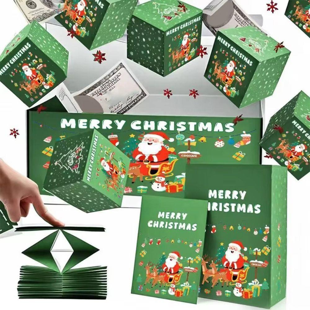 Funny Folding Christmas Surprise Gift Box DIY Assembly Pop-Up Pop-Up Surprise Box Bouncing Money Pulling Boxes Christmas Gifts