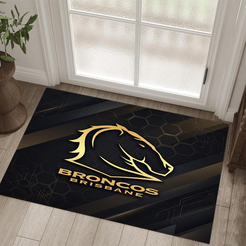 Brisbane Broncos Design Crystal Velvet Carpet Cozy Non?Slip Printed Rug For Bedroom Living Room Entrance