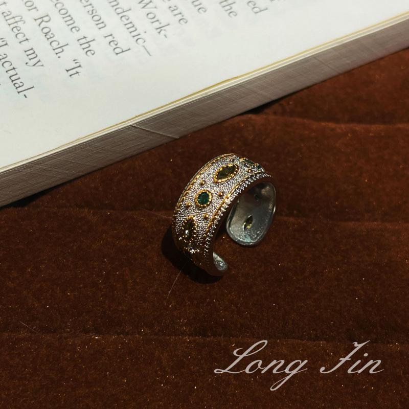 Anillo Cruz Flor Craft Cepillado Italiano Bratti Estilo Corte Retro Anillo Trébol Cuatro Hojas Diamante Femenino en Vivo