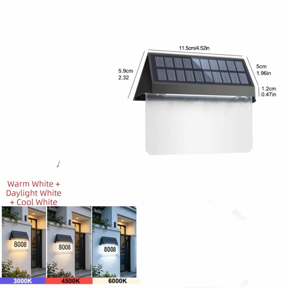 IP65 Waterproof Solar House Number Light Sturdy Outer Casing Auto On Off Outdoor Address Sign Lamp High-Transmittance Lampshade
