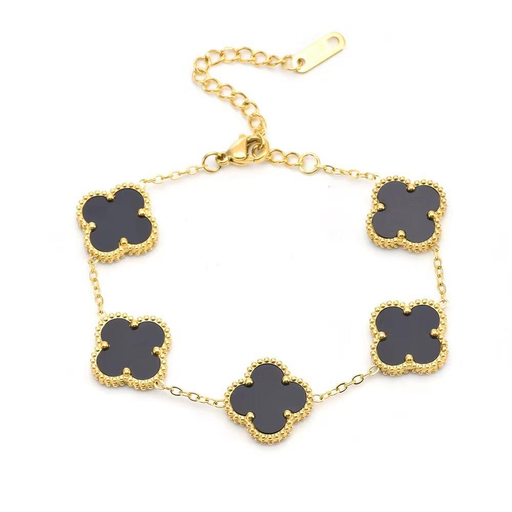 15MM Titanium Steel Four-Leaf Clover Bracelet - Forest Series, Non-Fading Fresh Style