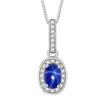 6 Ray Blue Star Sapphire Sterling Silver Halo Designer Necklace, Gemstone & Diamond Pendant, 7x5MM Birthstone, Elegant Women's Jewelry