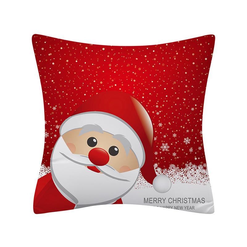 Merry Christmas Santa Claus Printed Pattern Cushion Cover for Home Living Room Sofa Decoration Square Pillowcase 45x45cm