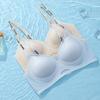 Thin Ice Silk Seamless Lingerie Women's Gathering Bra Thin Letter Shoulder Strap Breathable Bra Push Up Bra