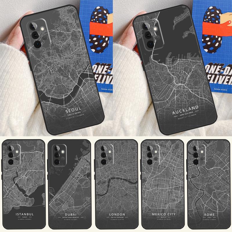 Ins Travel Country Sketch City Map For Samsung Galaxy A53 A33 A13 A54 A34 A14 A55 A35 A15 A05 A06 A16 A22 A32 A52 Phone Case