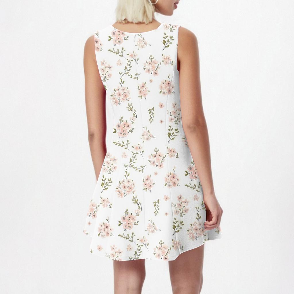 Women's Summer Dress Casual Sleeveless Round Neck Floral Print Vest Sundress