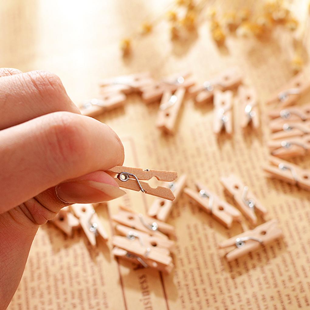 Hot! 50/100/200PCS Mini Wooden Clips Handmade Craft Decorative Photo Clips Clothespin Craft Decoration Home Office Clips 2.5CM
