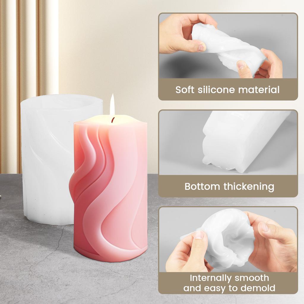 4Pcs Cylinder Candle Molds Silicone Candle Molds Set Creative Carved Candle Mold Easy Release Resin Casting Mold Reusable Candle