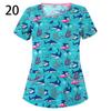 20Styles Casual Breathable Nurse Working Uniform Scrubs Blouse Short Sleeve T-shirt V-neck