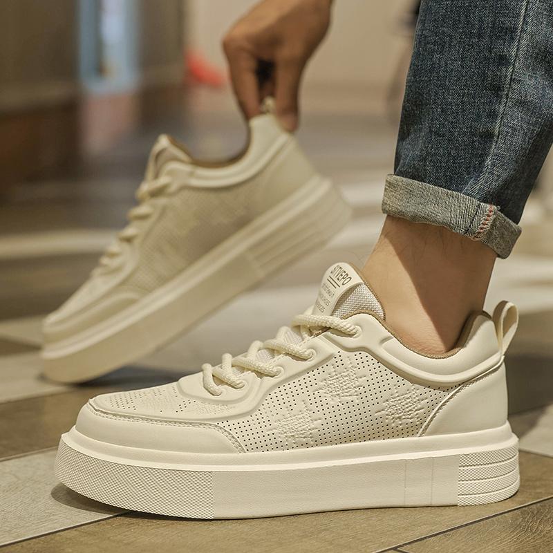 Men's Summer Breathable Anti Slip Sports Casual Board Shoes Men Teenagers Summer Trendy Flat Bottom Fashion Sports White Shoes