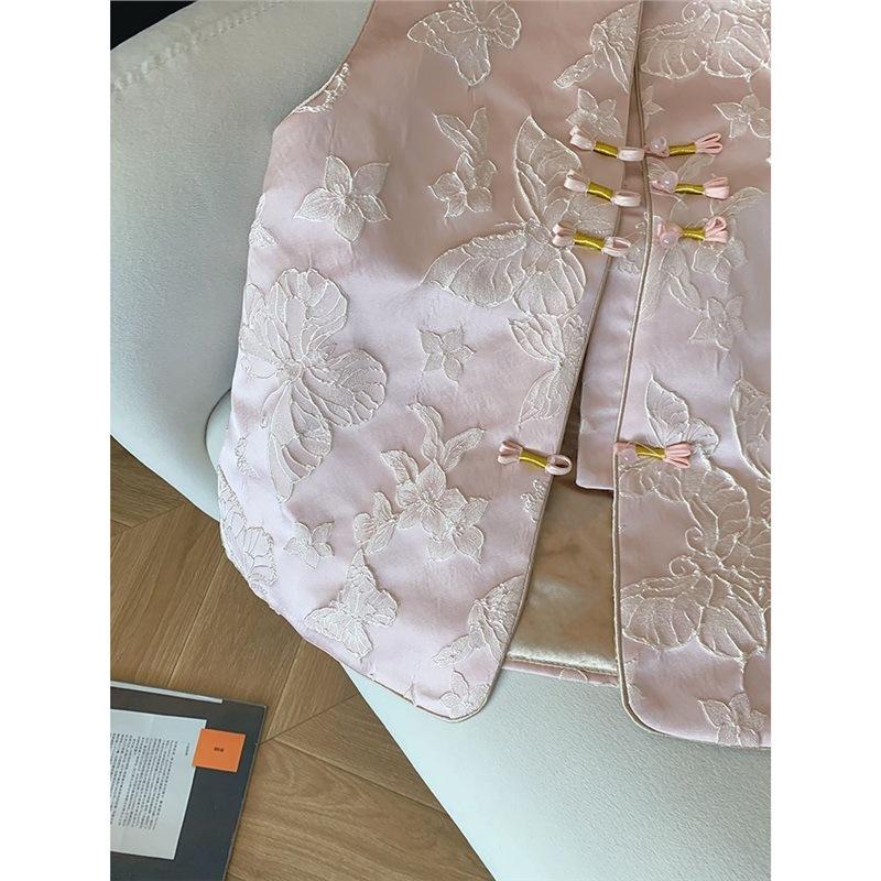 Spring new high-end vest femininity vest top butterfly relief jacquard stand-up collar vest female